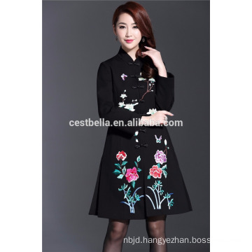 Elegant Married women lace embroidery trench long wind coat China factory OEM supply manufacturer